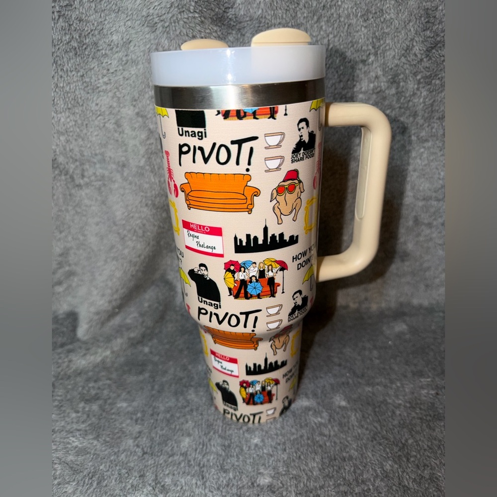 Juggy 40 oz. Insulated Stainless Steel Tumbler Mug Bottle, Friends Theme,